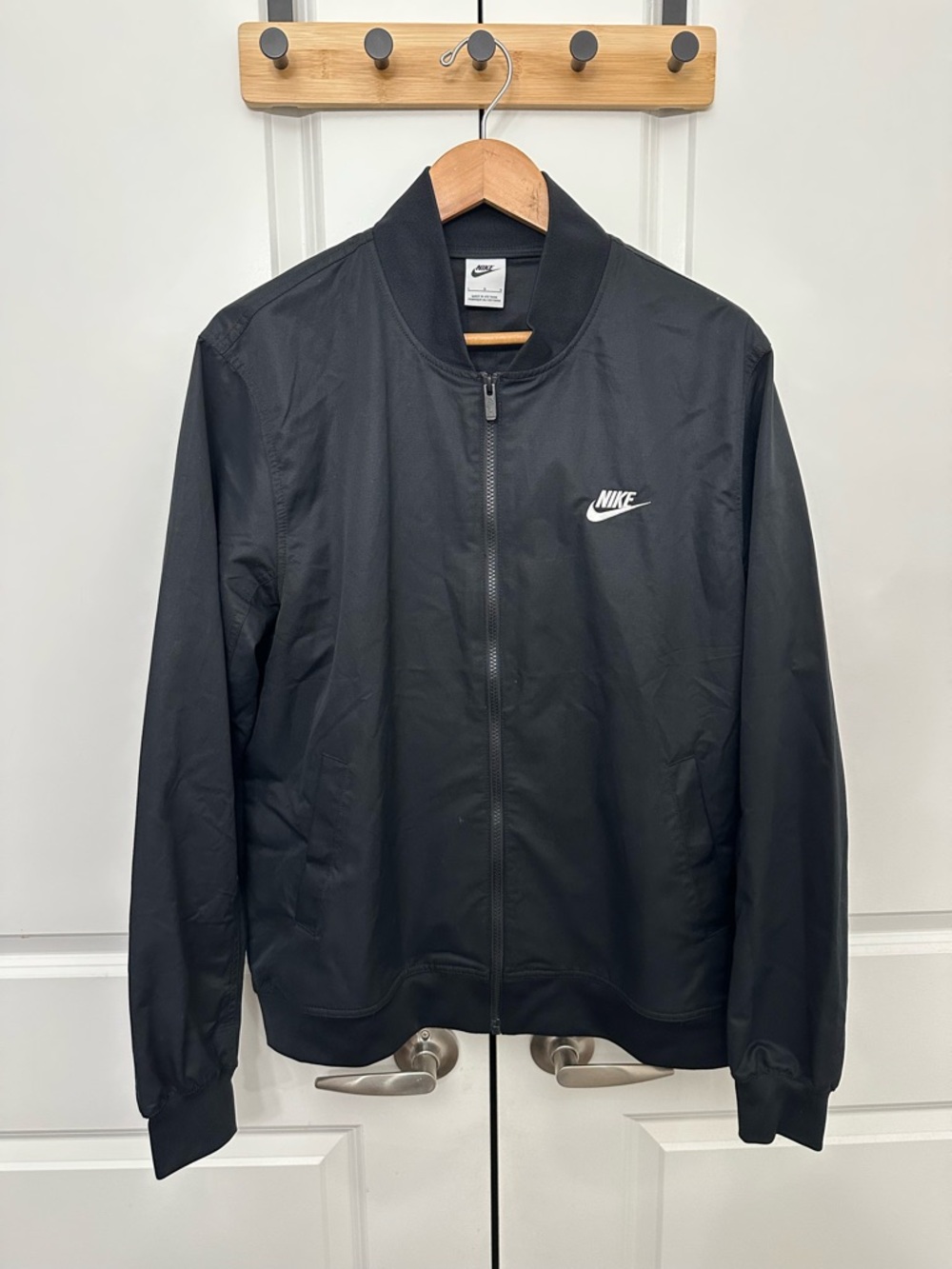 Nike Black Bomber Jacket with White Logo NWOT